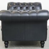 Lit de repos Chesterfield en cuir de vache noir