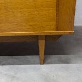 1970 Scandinavian wardrobe with shelves and mirror, 21x126, 2 doors.