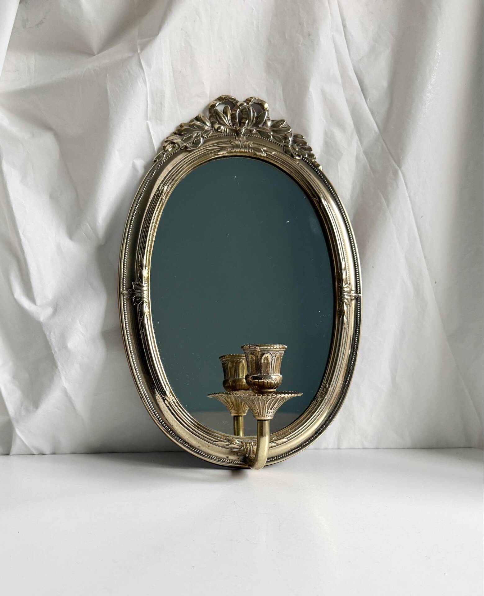 Grand porte-bougie mural vintage en miroir