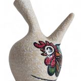 Vintage Spanish Ceramic Porrón, Hand-Painted Rooster, 1960s