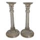 Pair of antique moulded glass candlesticks