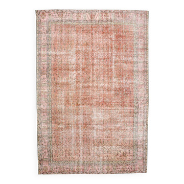 7x10 Floral Bordered Red & Beige Vintage Area Rug, 206x306Cm