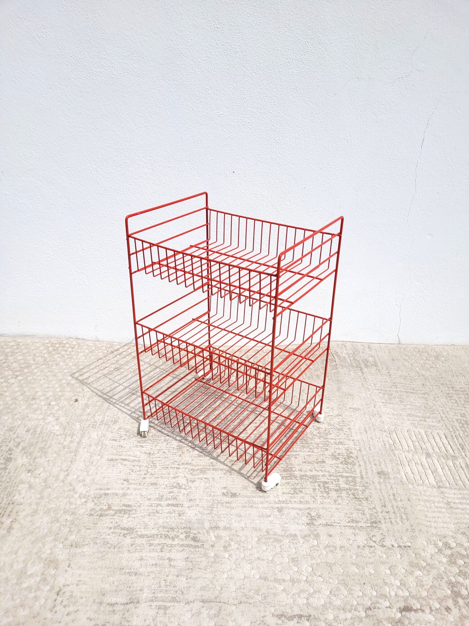 Dessert or small shelf with vintage wheels