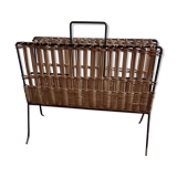 Metal magazine door and vintage rattan