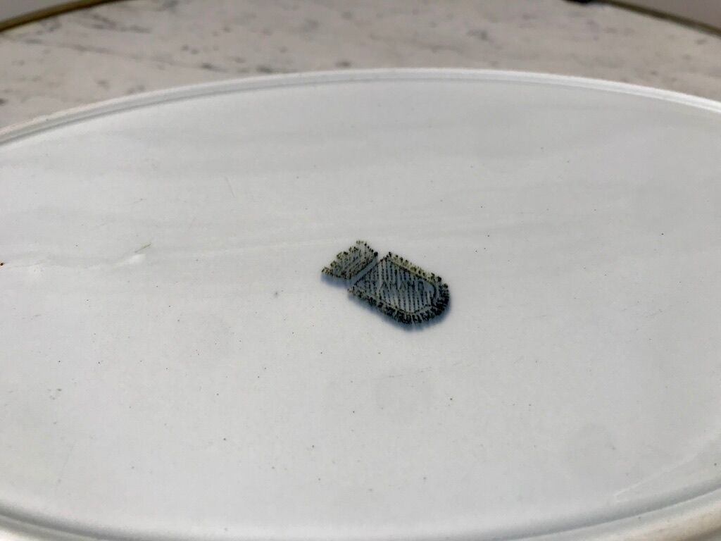 Plat oval Terre de Fer St Amand vert début XXème