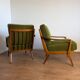 Paire de fauteuils vintage en bois et tissu