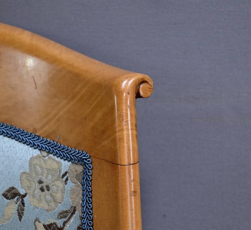 Gondola Chair in Cherry and Speckled Maple, Charles X Style – Mid-20th Century