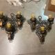 Pair of wrought iron sconces, 1980s