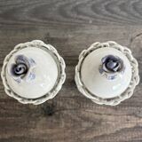 Duo of Capodimonte pots – Art porcelain and blue flowers