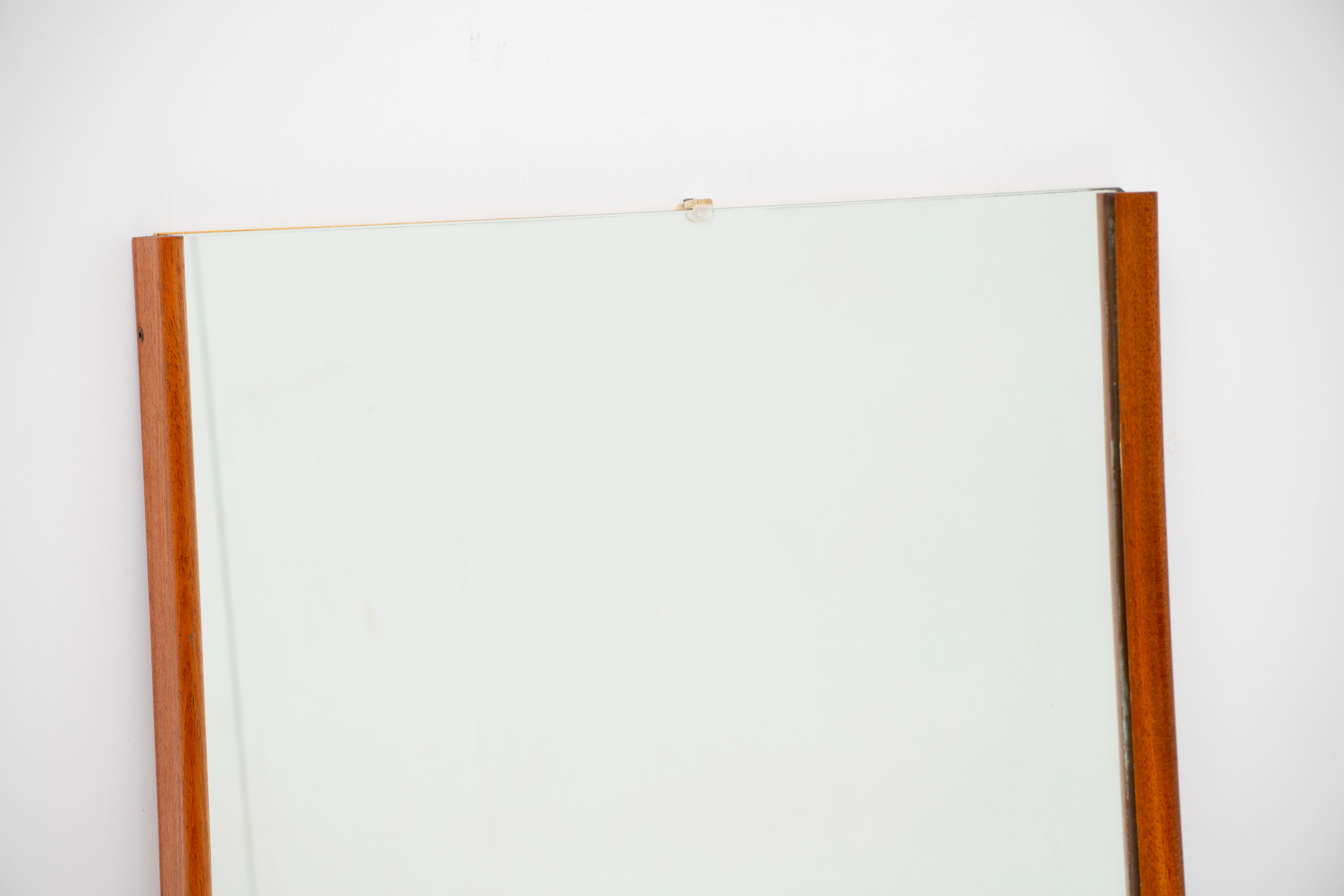 Scandinavian vintage rectangular teak mirror, 1960.