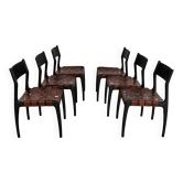 Piero Palange Werther Toffoloni Mod. Chaises de salle à manger 993 pour Montina 1960 Set de 6