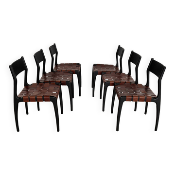 Piero Palange Werther Toffoloni Mod. Chaises de salle à manger 993 pour Montina 1960 Set de 6