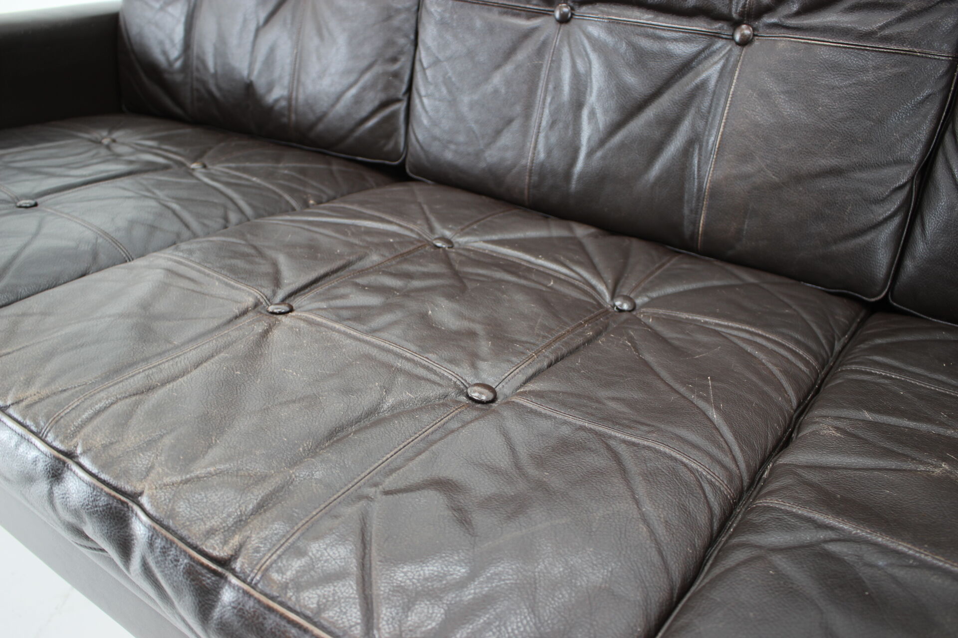 1970s Danish 3-seater sofa in dark brown leather