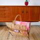 Modernist rattan and metal magazine rack 1970