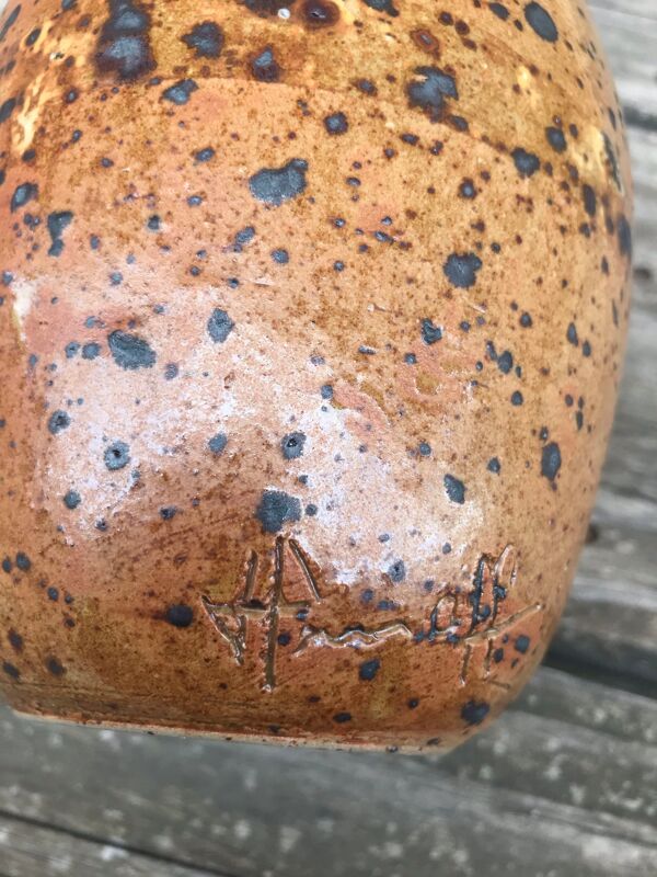 Vase « bouteille » en grès pyrité, vassil ivanoff 1960