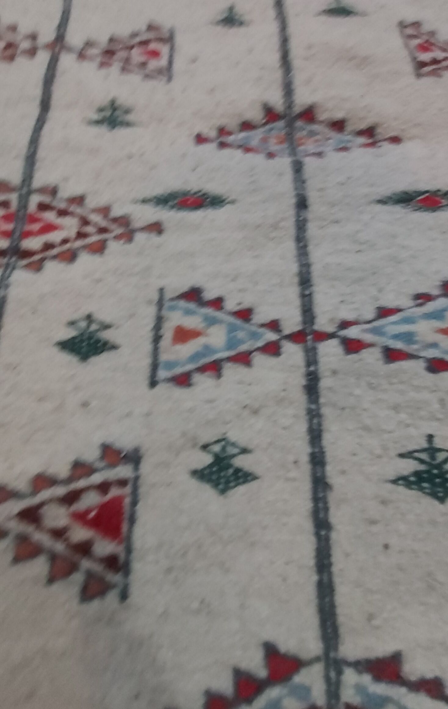 Traditional white multicolored Berber carpet 200-105cm