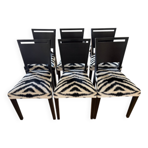 6 chaises artelano vintage - tissu pierre frey