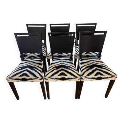 6 chaises artelano vintage - tissu pierre frey