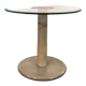 Coffee table with granite base, enamelled iron structure, 80s glass top