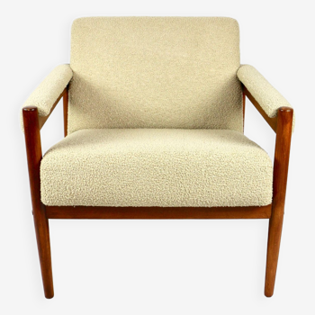 Vintage beige boucle loop armchair, 1970s