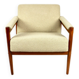 Vintage beige boucle loop armchair, 1970s