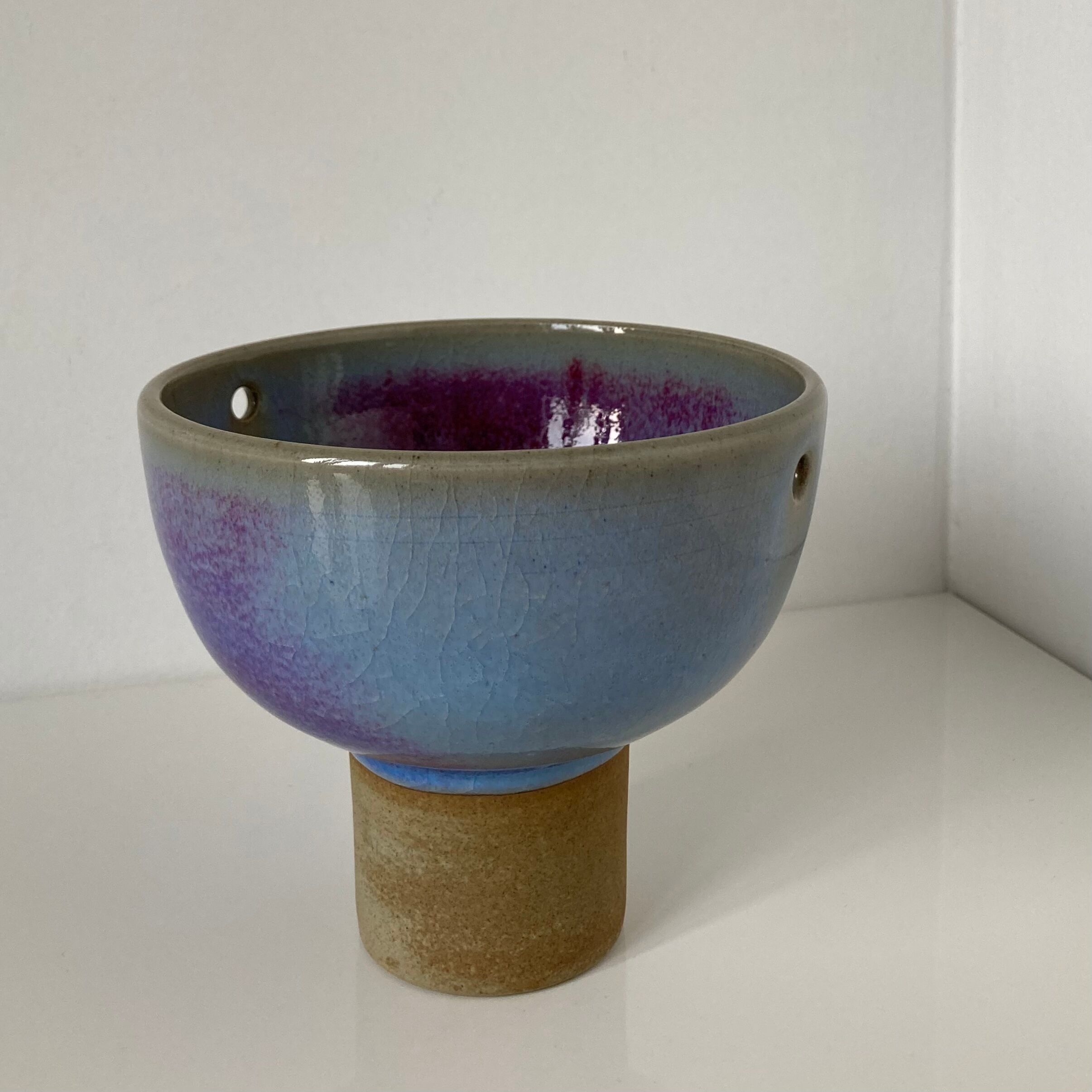 Beautiful Chinese porcelain standing cup covered with oxblood and moonlight