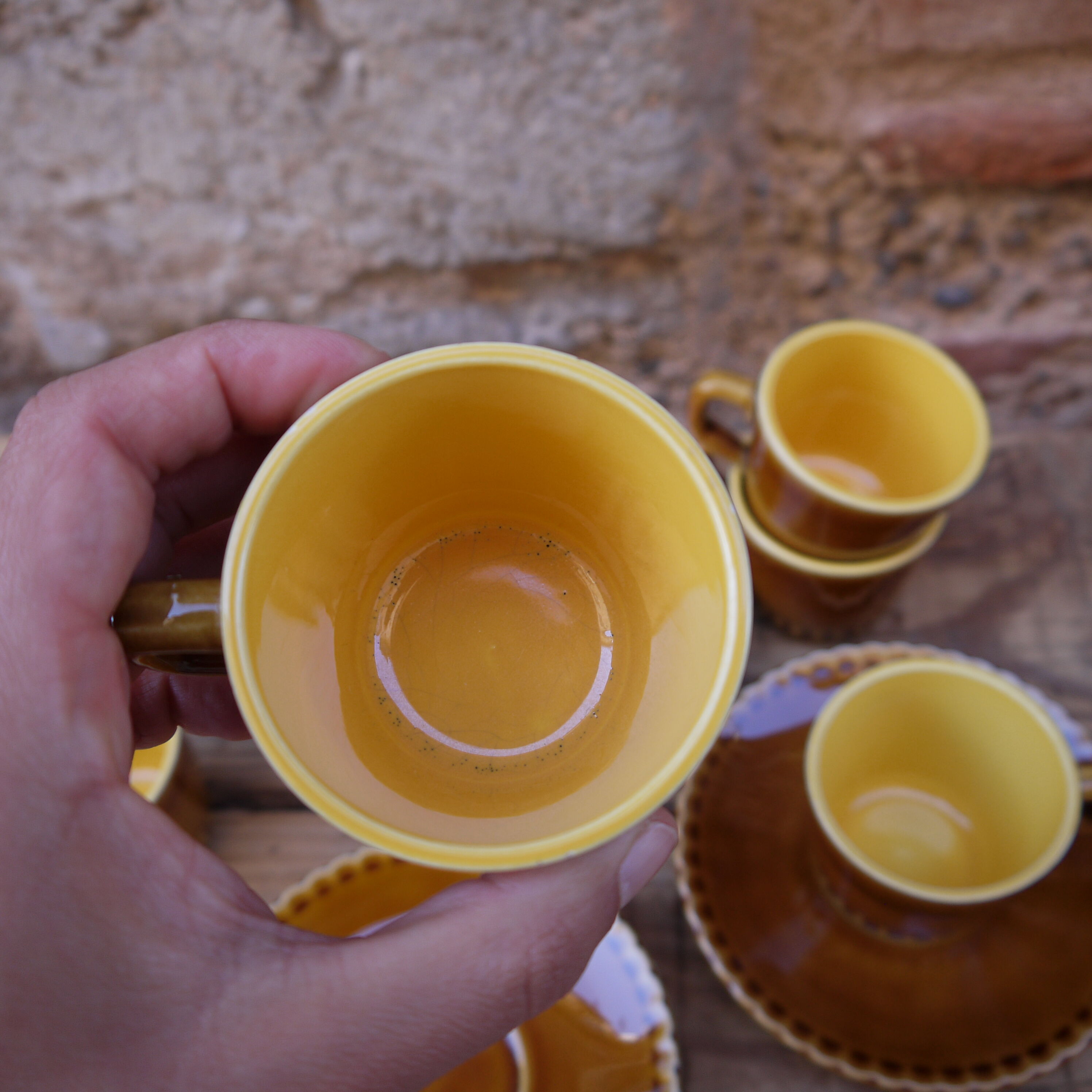 Lot of five cups and saucers Digoin