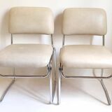 Pair of Skai and chrome metal visitor chairs 1970s