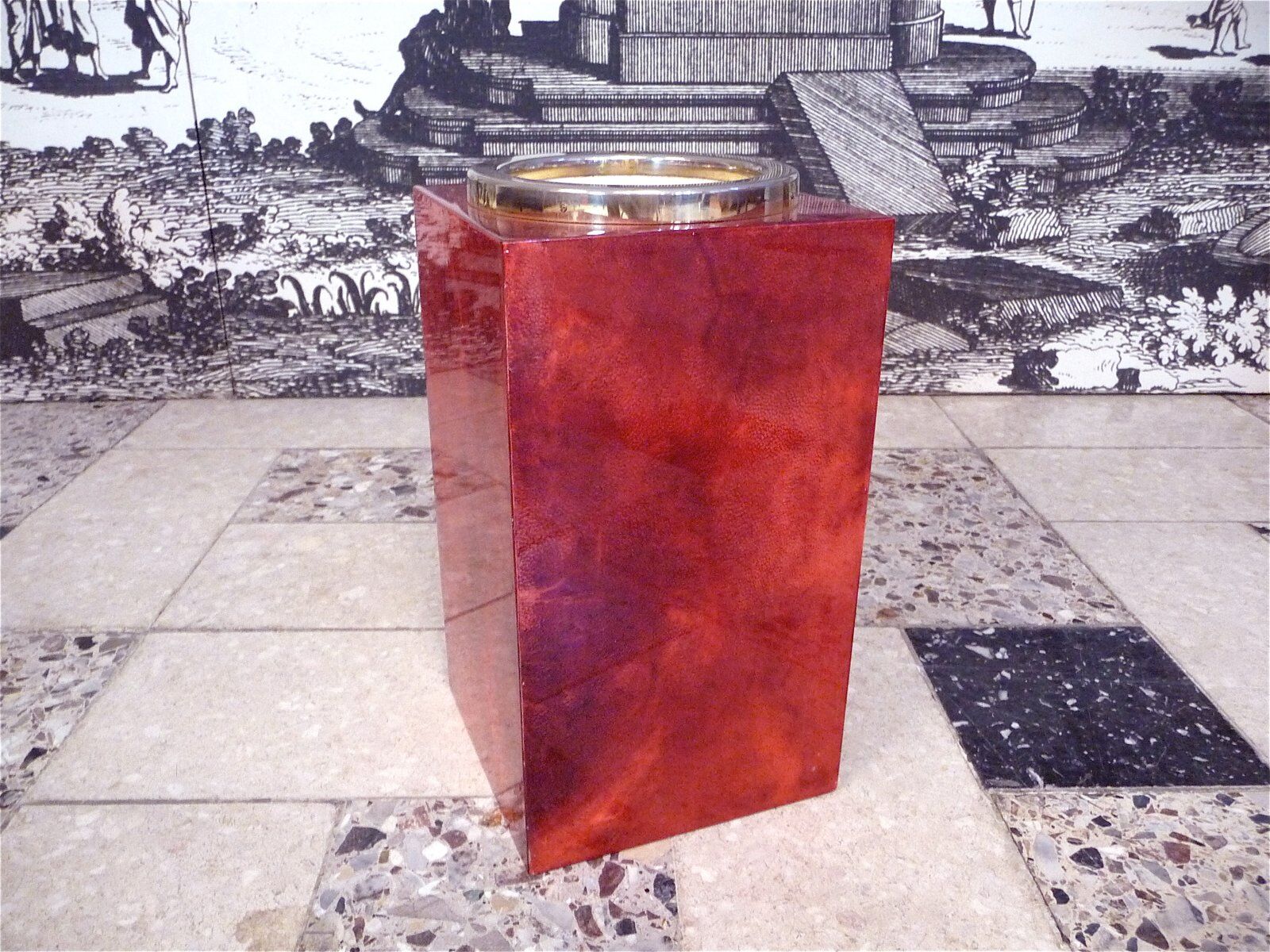 Ice Bucket or bottle cooler with brass details by Aldo Tura, Italy 1960s