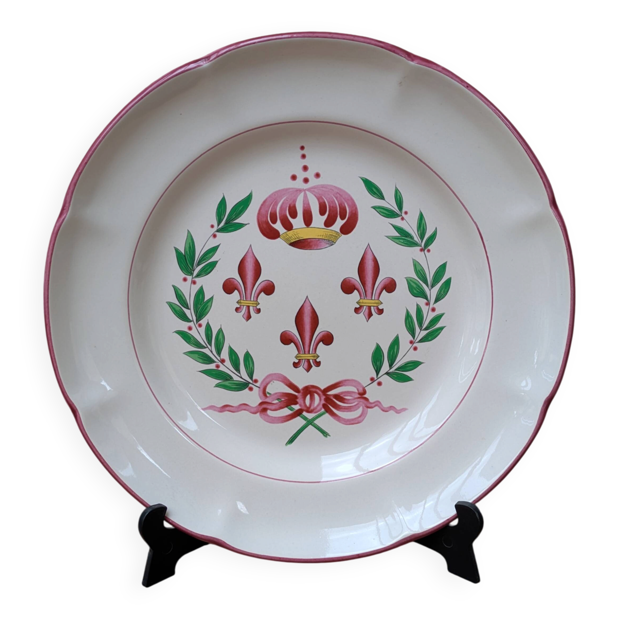 Ancienne assiette avec blasons et armoiries Saint Clément France