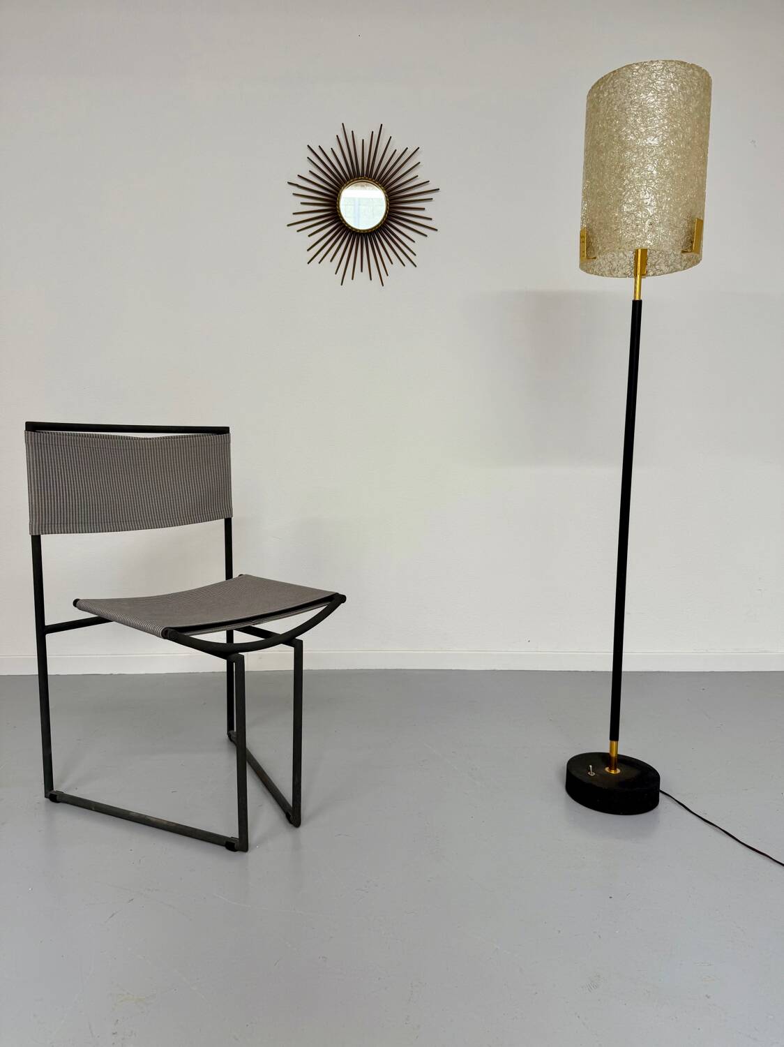 Old metal and persplex floor lamp, French design, vintage 60s