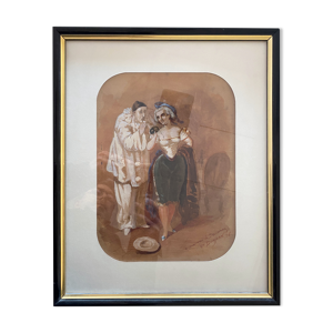 Gouache arlequin 1858 - gustave