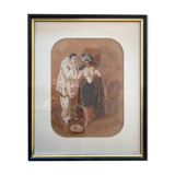 Watercolor painting harlequin gouache 1858 by gustave donjean (1800-1899)