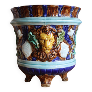 cache-pot ancien en barbotine