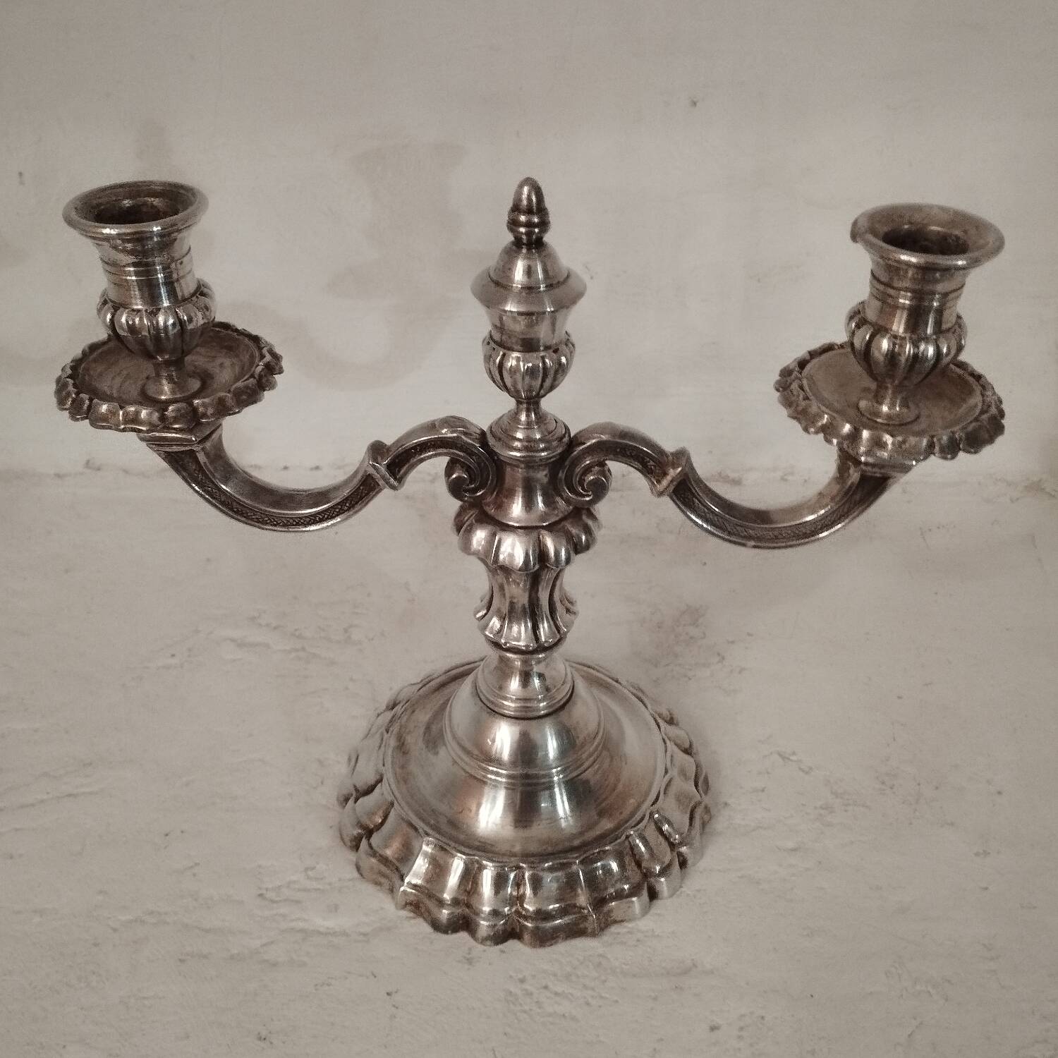 19th century silver-plated bronze chandelier