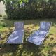 Lot de 2 transats vintage lafuma mariniere a rayures blanche marine