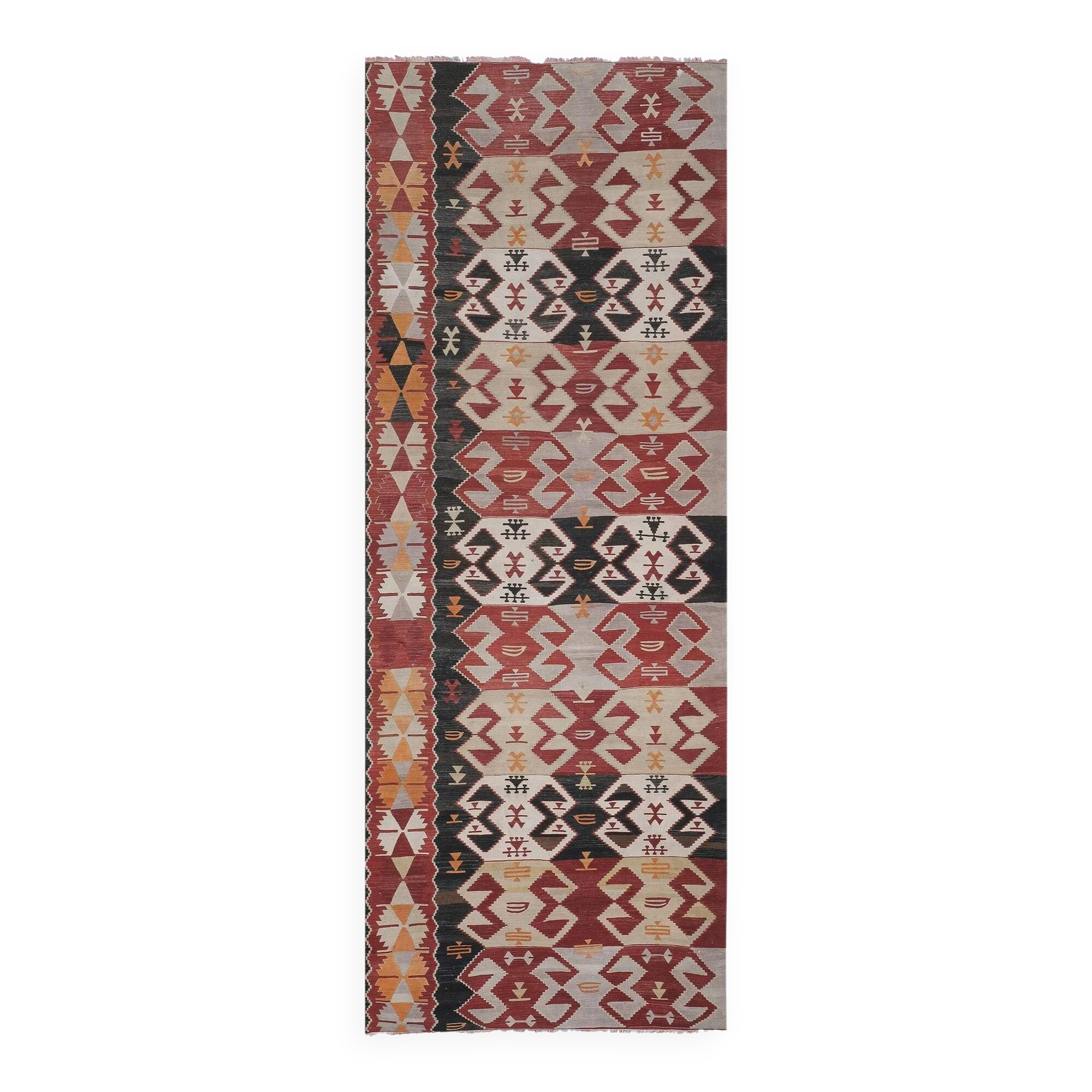 Vintage Turkish hallway rug 140x369 cm