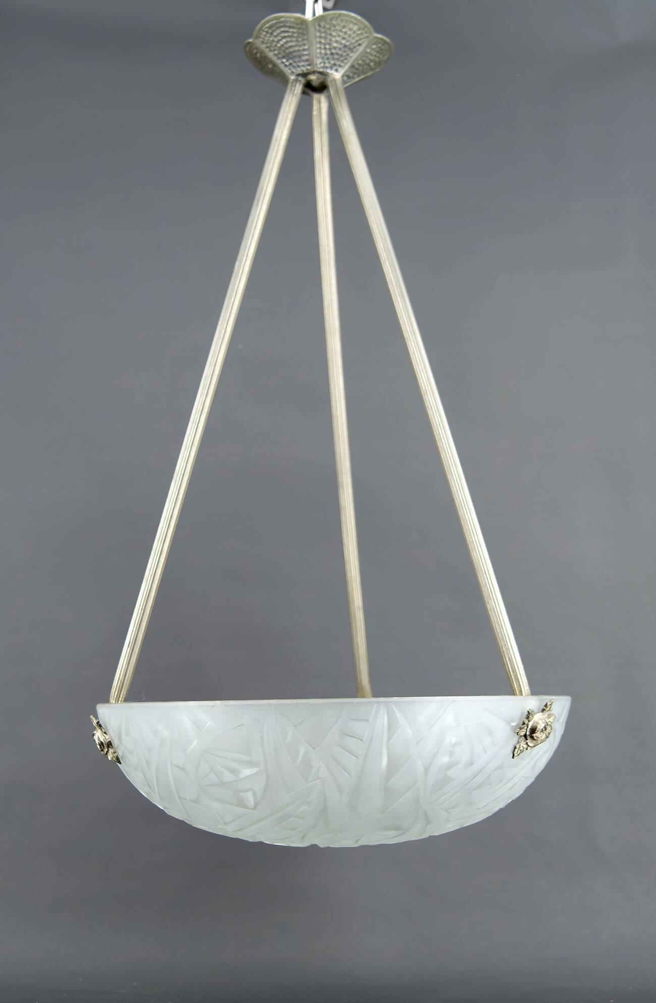 Chandelier / Basin by Noverdy, Silvered Bronze Mount, Art Deco, c. 1930