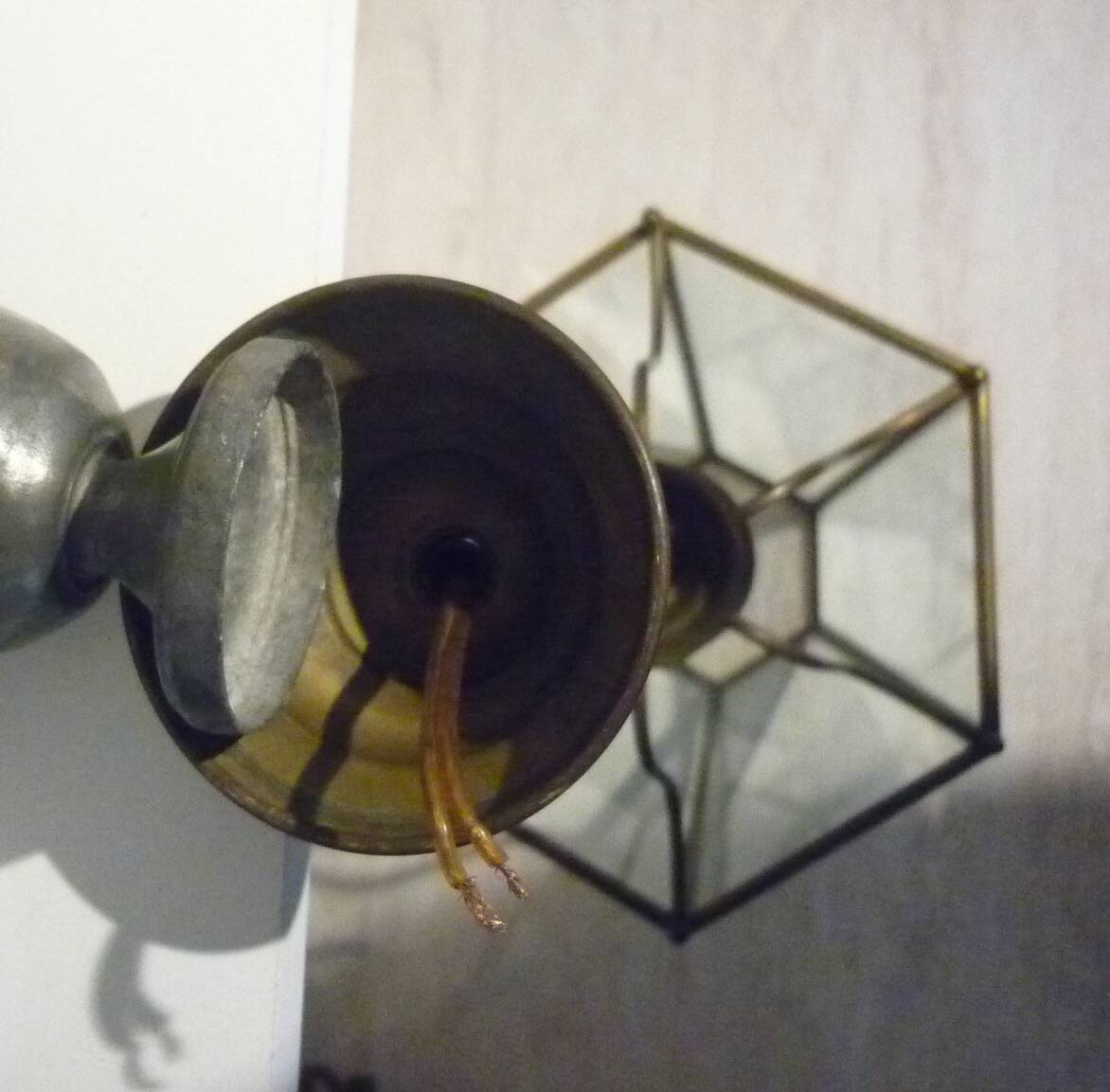 Brass lantern with 6 beveled glasses