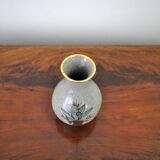 Craquele glaze porcelain Vase, gold and green on grey, Lyngby Porcelain, 1930s