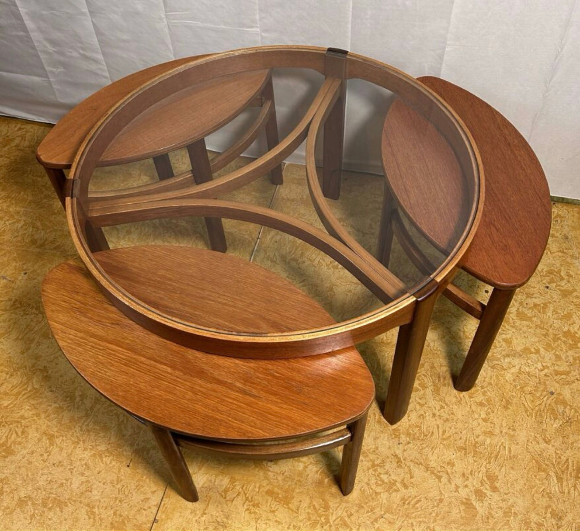Mid century retro vintage teak trinity coffee table by nathan 1960.