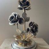 Vintage Franco Italy lamp with silver and gold metal flowers