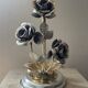 Vintage Franco Italy lamp with silver and gold metal flowers