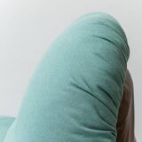 Pair of Saporiti armchairs in fabric and leather, 1970s vintage modernism