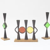 Wrought iron candle holders by Erik Hoglund & Pierre Forsell  for Bo Svensk, Sweden 1950s.