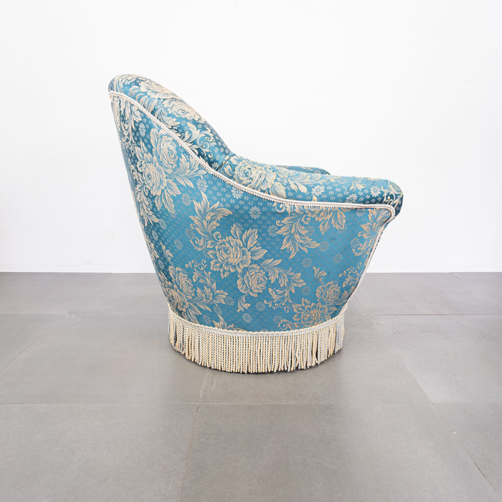 Pair of munari armchairs in antique vintage 1950s fabric