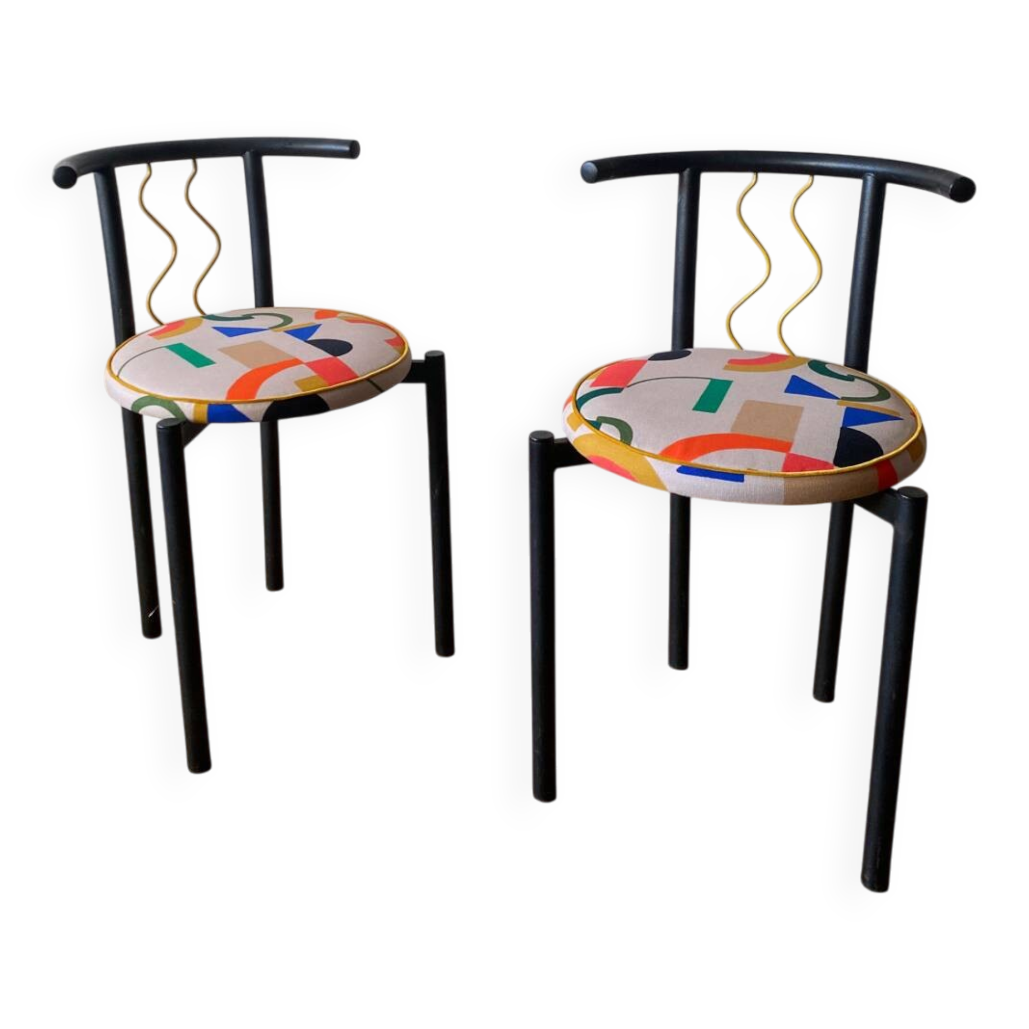 Metal tubular chairs Memphis 1980s