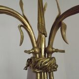 Lustre à 3 lumières en bronze doré, abat-jour en verre d'art 5089