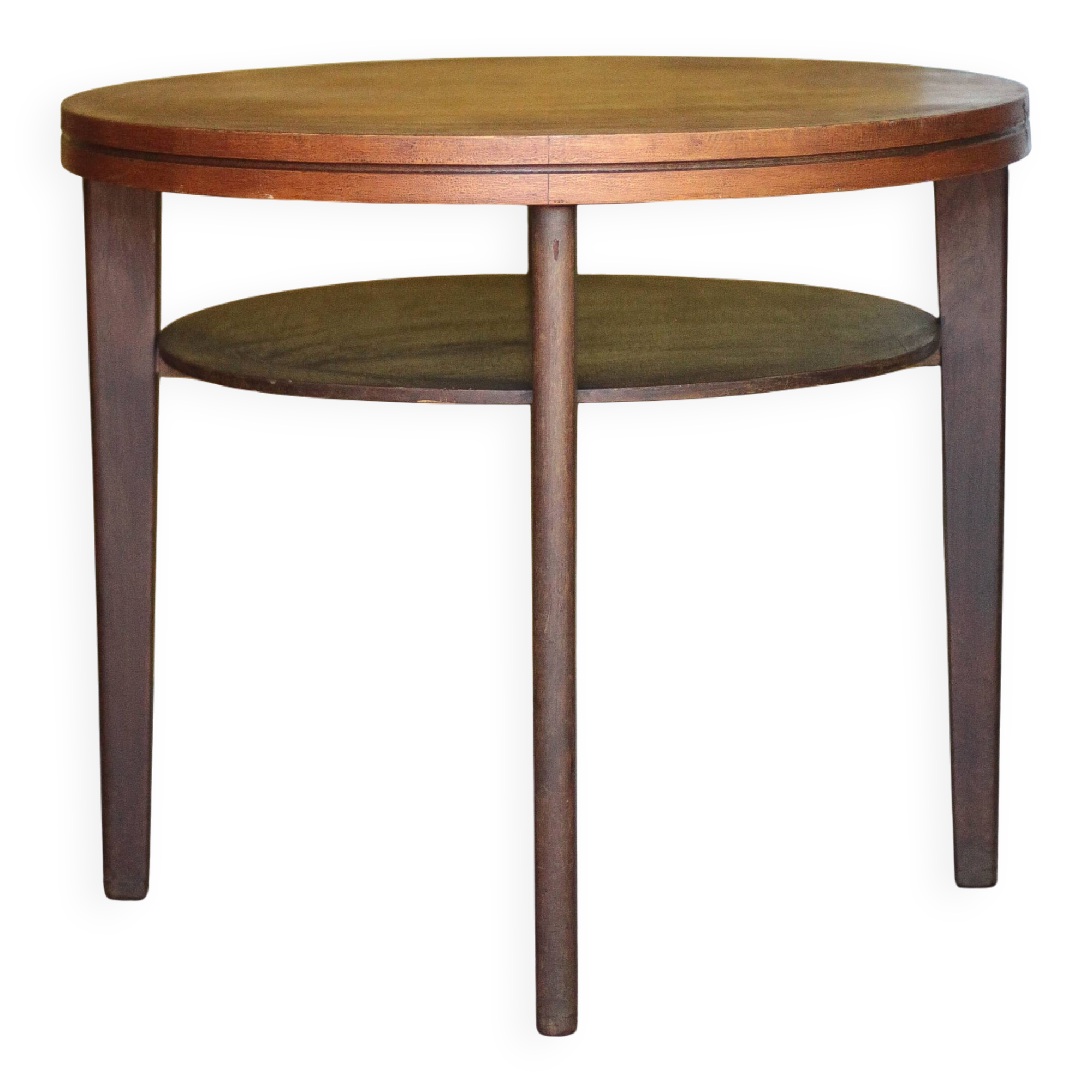 Vintage table, wooden table, two-tier table, living room table, side table.