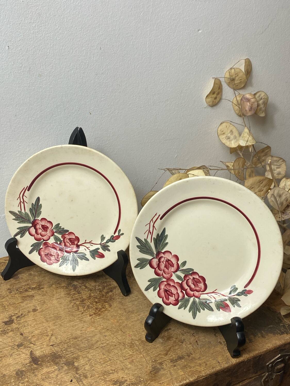 Two Digoin Sarreguemines dessert plates